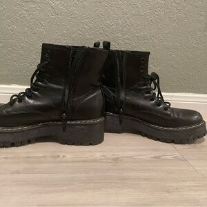 Black Combat Boots with Chunky Sole